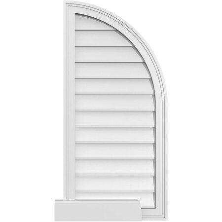 Ekena Millwork Quarter Round Top Right Surface Mount PVC Gable Vent w/ 2"W x 2"P Brickmould Sill Frame, 18"W x 38"H GVPQR18X3803SN